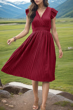 Load image into Gallery viewer, Tied Smocked Waist Flutter Sleeve Dress