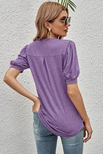 Load image into Gallery viewer, Notched Neck Puff Sleeve Tee