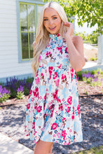 Load image into Gallery viewer, Floral Mock Neck Sleeveless Tiered Dress