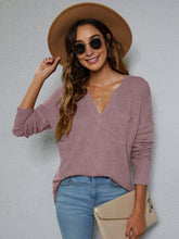 Load image into Gallery viewer, Dropped Shoulder High-Low Waffle-Knit Top