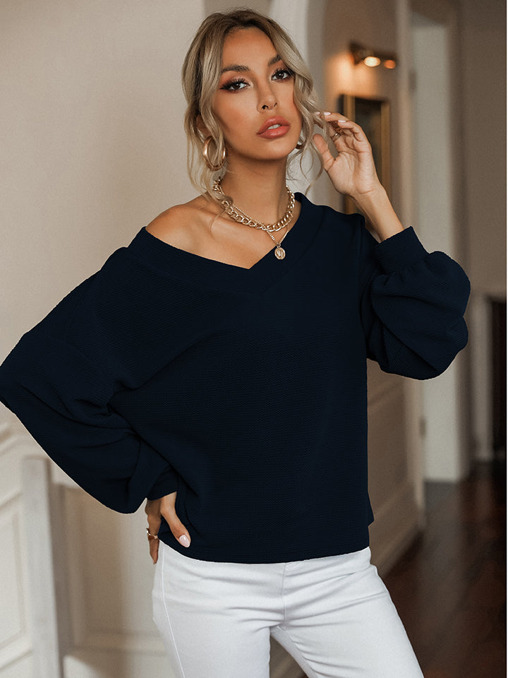 V-Neck Drop Shoulder Top