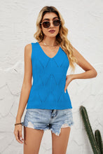 Load image into Gallery viewer, Openwork V-Neck Knit Top