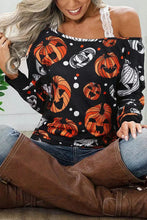 Load image into Gallery viewer, One Shoulder Jack-O&#39;-Lantern Graphic Sweatshirt