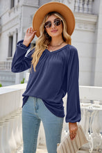 Load image into Gallery viewer, V-Neck Raglan Sleeve Ruched Detail Top