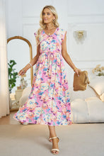 Load image into Gallery viewer, Floral V-Neck A-Line Midi Dress