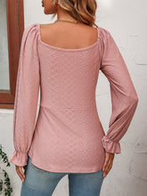 Load image into Gallery viewer, Tie Front V-Neck Puff Sleeve Blouse