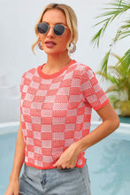 Load image into Gallery viewer, Checkered Short Sleeve Knit Top