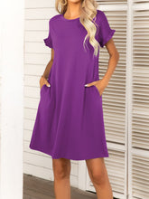 Load image into Gallery viewer, Round Neck Flounce Sleeve Dress with Pockets