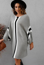 Load image into Gallery viewer, Ribbed Round Neck Long Sleeve Sweater Dress