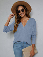 Load image into Gallery viewer, Dropped Shoulder High-Low Waffle-Knit Top