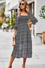 Load image into Gallery viewer, Leopard Square Neck Flounce Sleeve Midi Dress