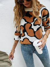 Load image into Gallery viewer, Printed Round Neck Long Sleeve Sweater