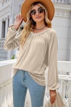 Load image into Gallery viewer, V-Neck Raglan Sleeve Ruched Detail Top