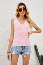 Load image into Gallery viewer, Openwork V-Neck Knit Top