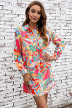 Load image into Gallery viewer, Multicolored Long Sleeve Shirt Dress