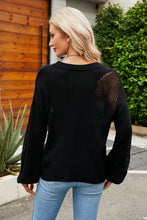 Load image into Gallery viewer, Openwork Round Neck Dropped Shoulder Knit Top