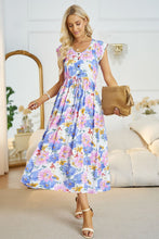 Load image into Gallery viewer, Floral V-Neck A-Line Midi Dress