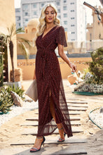 Load image into Gallery viewer, Surplice Neck High Slit Glitter Maxi Dress