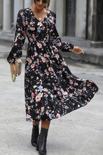 Load image into Gallery viewer, Floral Long Sleeve Surplice Neck Dress