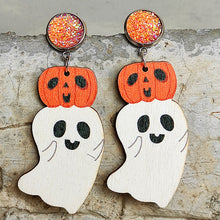 Load image into Gallery viewer, Ghost Shape Wooden Dangle Earrings