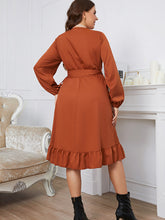 Load image into Gallery viewer, Plus Size Surplice Neck Tie Waist Dress