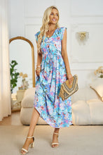 Load image into Gallery viewer, Floral V-Neck A-Line Midi Dress