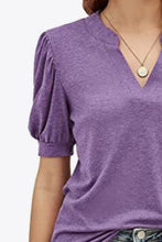 Load image into Gallery viewer, Notched Neck Puff Sleeve Tee