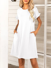 Load image into Gallery viewer, Round Neck Flounce Sleeve Dress with Pockets