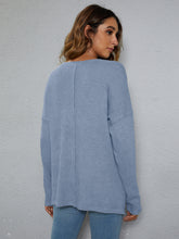 Load image into Gallery viewer, Dropped Shoulder High-Low Waffle-Knit Top