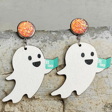 Load image into Gallery viewer, Ghost Shape Wooden Dangle Earrings