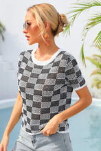 Load image into Gallery viewer, Checkered Short Sleeve Knit Top