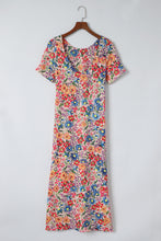 Load image into Gallery viewer, Floral Round Neck Short Sleeve Dress