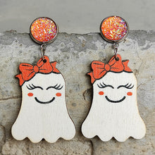 Load image into Gallery viewer, Ghost Shape Wooden Dangle Earrings