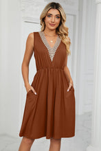 Load image into Gallery viewer, Contrast V-Neck Sleeveless Dress