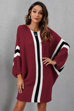 Load image into Gallery viewer, Ribbed Round Neck Long Sleeve Sweater Dress