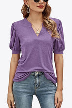 Load image into Gallery viewer, Notched Neck Puff Sleeve Tee