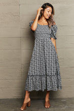 Load image into Gallery viewer, Floral Lace-Up Off-Shoulder Midi Dress