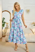 Load image into Gallery viewer, Floral V-Neck A-Line Midi Dress