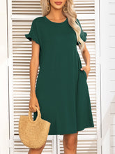 Load image into Gallery viewer, Round Neck Flounce Sleeve Dress with Pockets