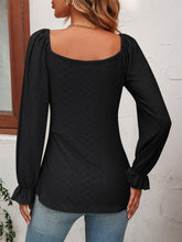 Load image into Gallery viewer, Tie Front V-Neck Puff Sleeve Blouse