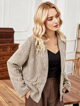 Load image into Gallery viewer, Lapel Collar Raw Hem Long Sleeve Blazer