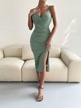 Load image into Gallery viewer, Spaghetti Strap Surplice Neck Slit Dress