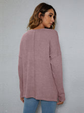 Load image into Gallery viewer, Dropped Shoulder High-Low Waffle-Knit Top