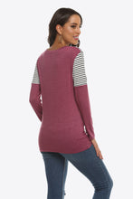 Load image into Gallery viewer, Mixed Print Gathered Detail Long Sleeve Top