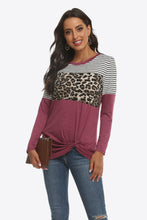 Load image into Gallery viewer, Mixed Print Gathered Detail Long Sleeve Top