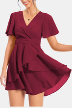 Load image into Gallery viewer, Surplice Neck Flutter Sleeve Dress