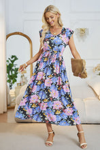 Load image into Gallery viewer, Floral V-Neck A-Line Midi Dress