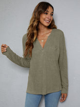 Load image into Gallery viewer, Dropped Shoulder High-Low Waffle-Knit Top