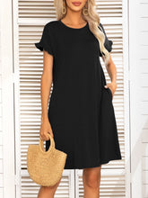 Load image into Gallery viewer, Round Neck Flounce Sleeve Dress with Pockets