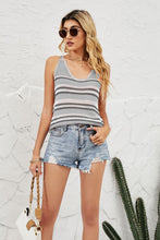 Load image into Gallery viewer, Striped Ribbed Trim Knit Tank